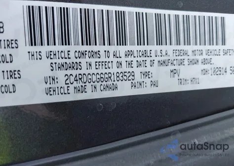2016 Dodge Grand Caravan Sxt from USA, damaged, VIN 2C4RDGCG6GR183529